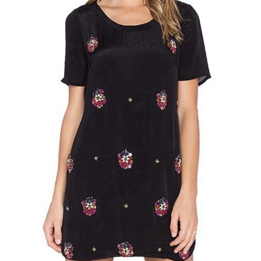 Lovers + Friends Emily Dress SMALL Black Mini Cocktail Party Rhinestone Granny
